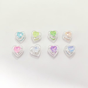 Crystal Heart <b>Charms</b> <b>Silver</b> Plated Bezel Set Multicolor DIY Jewelry Accessories For Pen Phone Unisex Everyday Wear - Product Image 2