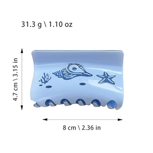 Pinza de Pelo de Acetato de Celulosa con Diseño de Tiburón Náutico y Logotipo Personalizado, Agarre Seguro, Accesorio para el Cabello para Damas, Venta al Por Mayor - Product Image 4