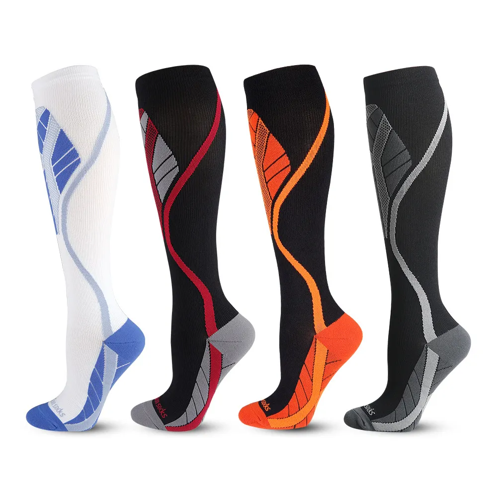Customized 20-30mmhg Knee High Running Cycling custom medical compression sports socks