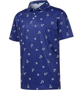 Kaus Polo Logo kustom pria-pakaian olahraga Golf rajutan desain bordir grosir kemeja sublimasi desain merek Anda sendiri