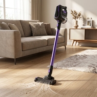 Aspirateur domestique sans fil rechargeable Cyclone 3-en-1 portable, sans sac, avec filtration HEPA, autoportant et puissant