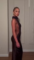 Nouvelle Robe de Haute Qualité pour Femme, Col Halter, en Corde Tressée Couleur Café, Sans Manches, Fendue, Style Élégant