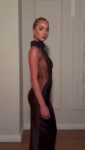 Nuevo vestido de alta calidad, moda para mujer, cuello Halter, café, cuerda trenzada, temperamento, sin mangas, hendidura, vestidos de mujer - Product Image 5