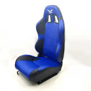 定制标志黑色蓝色 PVC 皮革与双滑块通用赛车座椅