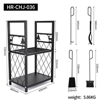 Support à bûches pour cheminée avec 4 outils, porte-allume-feu, porte-bois pour le rangement du bois, support à bûches