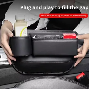 Organisateur de siège arrière de voiture en cuir PU imperméable de luxe avec logo personnalisé, 1 à 3 compartiments, support de rangement suspendu pour l'espace entre les sièges - Product Image 3