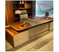 Bureau de direction moderne modulaire extensible en forme de L en bois massif pour PDG, patron, directeur avec casier de luxe