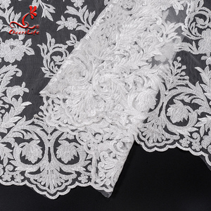 2019 gros 131CM Couleur <span class=keywords><strong>Blanche</strong></span> Tissu Brodé Français Tissu De Dentelle De Mariée - Product Image 4