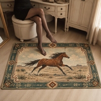 Tapis moderne en polyester imitation velours, motif animalier cheval au galop dans le désert, fabriqué à la machine, pour décoration bohème