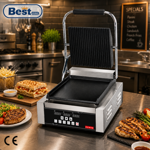 Presse à <span class=keywords><strong>panini</strong></span> électrique professionnelle à plaque simple ou double, contrôle indépendant de la température supérieure et inférieure, <span class=keywords><strong>grill</strong></span> de contact rainuré - Product Image 5