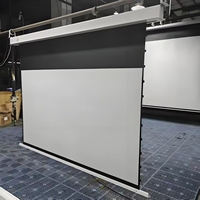 Écran de projection électrique encastré au plafond de 133 pouces 16:9 avec tension par languettes et télécommande, vente en gros d'usine