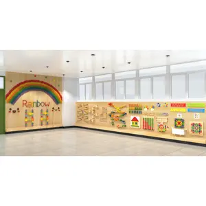 Haute qualité Montessori STEM panneau de jeu mural en bois équipement de jeu d'activité éducative pour la maternelle