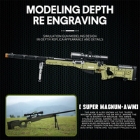 Set Blok Bangunan Senapan Sniper AWM BLOCKMOC, Model Rakitan yang Dapat Diluncurkan, Mainan Edukatif Elektronik DIY, Bersertifikasi ASTM, Bahan ABS