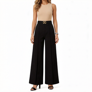 <span class=keywords><strong>Pantaloni</strong></span> Eleganti <span class=keywords><strong>da</strong></span> Donna OEM Personalizzati, Vestibilità Ampia, Stile Classico Retrò, Gamba Larga e Dritta, <span class=keywords><strong>Pantaloni</strong></span> Formali <span class=keywords><strong>da</strong></span> Completo - Product Image 1