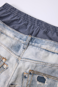 <span class=keywords><strong>Jeans</strong></span> Larghi da Uomo Y2K Grunge Distressed, <span class=keywords><strong>Vita</strong></span> Media Elastica, Lavaggio Acido, Strappati, Stile Baggy Vintage Skater Streetwear Denim Estivi - Product Image 2