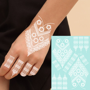 Autocollants de tatouage au henné Tiebeauty J1384, imperméables, motif indien brun, pour l'art des mains et des doigts - Product Image 3