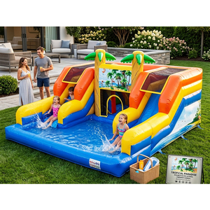Structure gonflable aquatique palpitante avec toboggan et parcours d'obstacles pour les fêtes d'enfants - Product Image 1