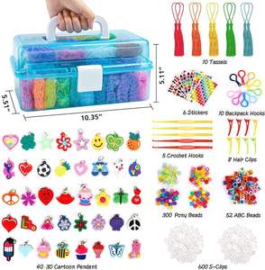 Máquina portátil de tejer a mano de arcoíris DIY, juguete de plástico para niños para hacer pulseras coloridas, juguetes de aprendizaje divertidos para niños - Product Image 1