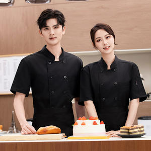 ชุดเครื่องแบบเชฟสำหรับทุกเพศ, เสื้อเชฟทำอาหารแขนสั้นระบายอากาศได้ดีเสื้อเชฟแบบกระดุมสองแถว - Product Image 5