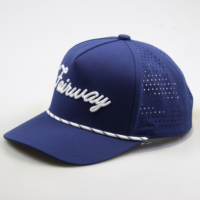 Casquette de golf 5 panneaux OEM respirante en caoutchouc, étiquette imperméable, performance sportive, découpe laser, casquette de baseball personnalisée