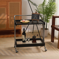 Carrito de Almacenamiento Estilo Wabi-Sabi, Mesa Auxiliar Móvil, Mesa de Centro de Madera Maciza para Sala de Estar, Carrito de Comida Retro, Mesa de Café