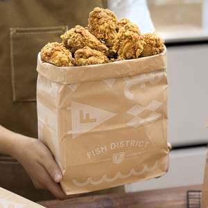 Sac en papier kraft écologique personnalisé avec logo pour emballage de hamburgers à emporter, restauration rapide, frites, biodégradable, recyclable, avec poignée - Product Image 2