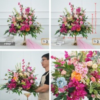 DKB Centre de table de mariage personnalisé, boule florale artificielle, verdure tropicale, boule de fleurs roses de 40 cm pour événement de mariage