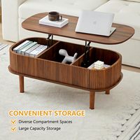 Table basse marron avec compartiments cachés Table centrale en bois Design ovale moderne Idéal pour les salons et les bureaux Salon