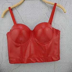 Vendita calda PU stampa coccodrillo top femminile senso di plaid sottile <span class=keywords><strong>canottiera</strong></span> petto pad halter reggiseno sottoseno donne corsetto <span class=keywords><strong>senza</strong></span> <span class=keywords><strong>spalline</strong></span> - Product Image 3