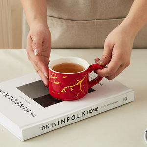 Tùy chỉnh mô hình bằng đá cẩm thạch gốm Stackable cà phê Mug <span class=keywords><strong>Set</strong></span> 0F <span class=keywords><strong>4</strong></span> sứ nước cà phê Tea Mug Cup <span class=keywords><strong>Set</strong></span> với kim loại đứng - Product Image 4