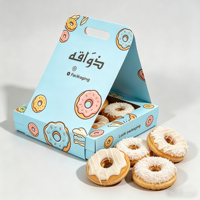 Boîte d'emballage pour beignets à emporter personnalisée, boîte à beignets en papier de haute qualité avec poignée, boîte de présentation en papier avec poignée