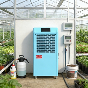 Déshumidificateur industriel et commercial Lingde 158L/D 333 PPD haute performance pour salle de culture, entrepôt, sous-sol, avec grandes roues et certification CE - Product Image 1