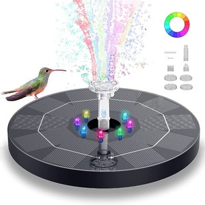 Pompe à fontaine solaire avec 7 lumières LED colorées, 16 cm, flottante, pour <span class=keywords><strong>bain</strong></span> <span class=keywords><strong>d</strong></span>'oiseaux, avec batterie intégrée, pour jardin, étang, piscine, <span class=keywords><strong>d</strong></span>écoration extérieure - Product Image 1