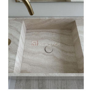 Gabinetes de baño y tocadores de <span class=keywords><strong>estilo</strong></span> retro-<span class=keywords><strong>industrial</strong></span>, tocador de mármol natural de travertino, <span class=keywords><strong>lavabo</strong></span> de lavandería - Product Image 4