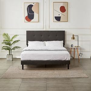 Modernes Doppelbett-Gestell mit Leinenbezug und Holzlatten Minimalistisches Design Einfache Montage Weiches Bett - Product Image 2