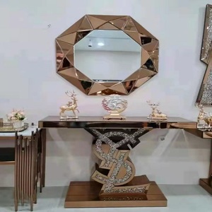Table <span class=keywords><strong>console</strong></span> <span class=keywords><strong>extensible</strong></span> de style européen moderne et luxueux avec miroir et diamants écrasés pour le mobilier de salon - Product Image 4