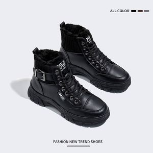 Botas de Nieve para Mujer, Otoño-Invierno 2022, Nuevas, de Cuero con Forro de Terciopelo, Caña Corta - Product Image 4