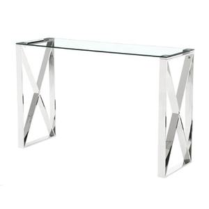 <span class=keywords><strong>Table</strong></span> <span class=keywords><strong>console</strong></span> design <span class=keywords><strong>2026</strong></span> en forme de X, de qualité supérieure, avec structure en acier inoxydable et plateau en verre trempé, pour salon et hall d'entrée - Product Image 3