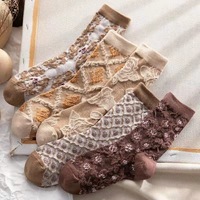 Chaussettes mi-cuisses pour femmes, été, nouvelles, mignonnes, imprimées en 3D avec des fleurs, en relief, roses, délai de livraison d'échantillon de 7 jours