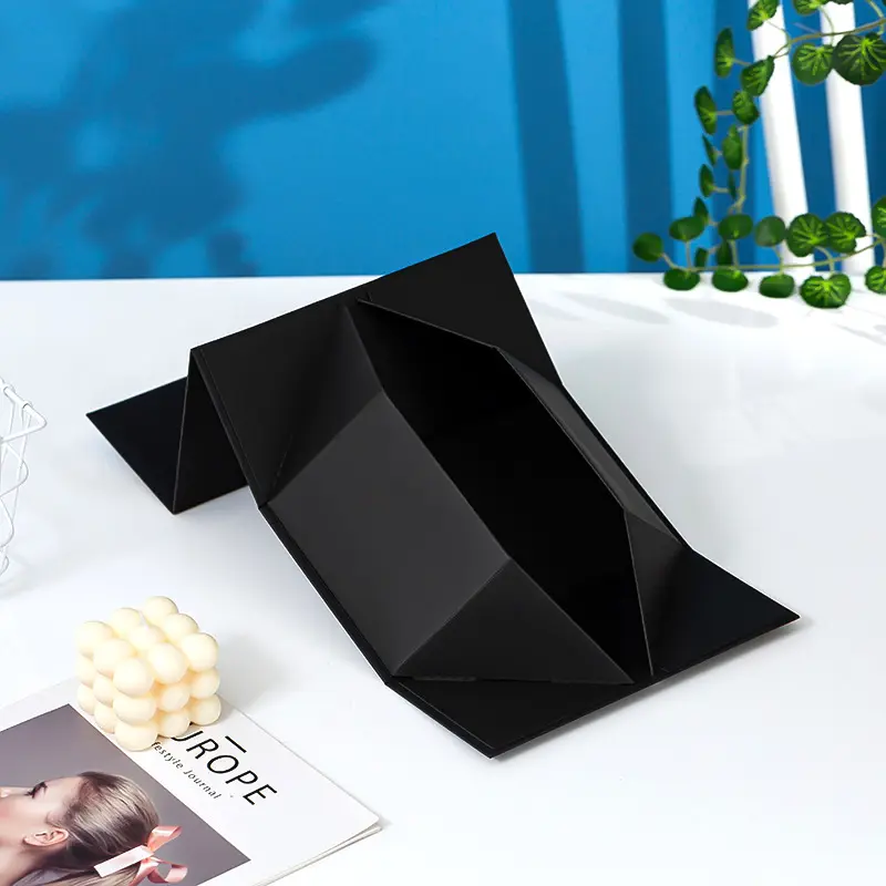 Caja de cartón de papel en blanco con logotipo personalizado, caja de regalo plegable de embalaje de papel de regalo de cartón negro mate