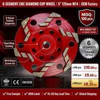 Disque de meulage diamanté CNC TING CHI à 6 segments, 125 mm (5 po), filetage M14, pour béton, pierre, maçonnerie, meuleuse d'angle