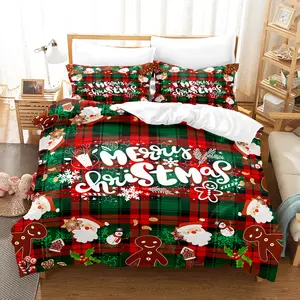 تخفيضات كبيرة طقم مفارش سرير 3 عيد الميلاد تحت عنوان 3D مطبوع رقمي بوليستر طقم غطاء حجم كبير لغطاء السرير