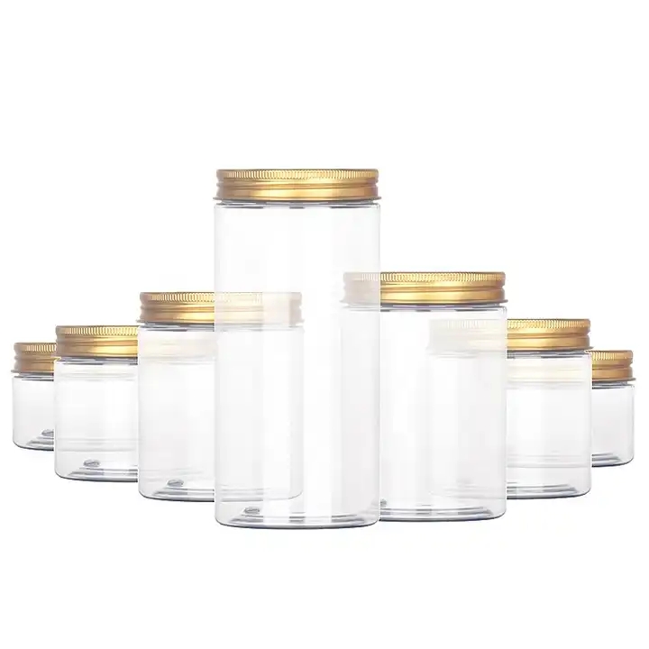 Wholesale 50-500ml PET Transparent Wide Mouth Plastic Jars With Lids Skin Care Cream Empty Jars for Lotions and Creams