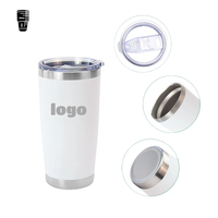 Thermos isotherme 20 oz, gobelet de voyage avec revêtement en poudre, personnalisable, en acier inoxydable, tasse à café réutilisable avec couvercle