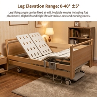Lit médical électrique en bois, inclinable 0-80°, avec fonction de levée lente, anti-vertiges, dossier réglable pour la récupération post-AVC