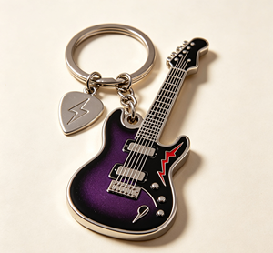 Llavero de Metal Morado con Forma de Guitarra, Colgante Esmaltado, Logotipo Personalizado, Regalo de Moda para el Regreso a Clases - Product Image 4
