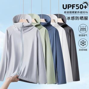 เสื้อแจ็คเก็ตป้องกันแสงแดดไอซ์ซิลค์ UPF50+ แบบมีฮู้ดบาง ๆ ระบายอากาศได้ดีสำหรับผู้ชายสำหรับใส่ตกปลา - Product Image 5