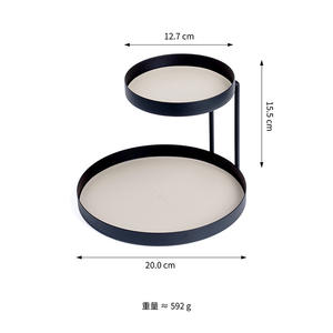 <span class=keywords><strong>ชั้น</strong></span><span class=keywords><strong>วาง</strong></span><span class=keywords><strong>ของ</strong></span>ทรงกลมแบบตั้งพื้นสอง<span class=keywords><strong>ชั้น</strong></span> ทำจากเหล็กดัดและหนัง สไตล์นอร์ดิก สำหรับเก็บเครื่องสำอาง เครื่องประดับ และของตกแต่ง - Product Image 6