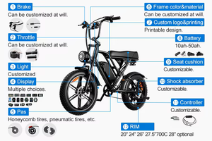 ENTREPÔT OUTRE-MER OEM/ODM Moto électrique tout-terrain à pneus larges de 20 pouces à moteur central (modèle G60) - En stock aux États-Unis Batterie amovible 48V 15Ah - Product Image 3