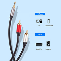 Câble répartiteur en Y TRS 3,5 mm vers double RCA, 1 entrée 2 sorties, adaptateur convertisseur de signal audio jack casque vers 2 RCA
